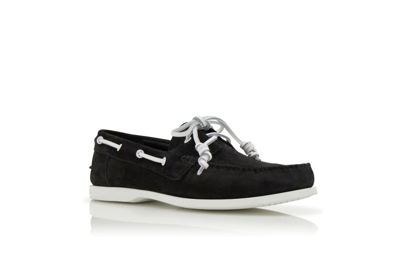 Sidmouth, Black Suede Boat Shoes - £595.00