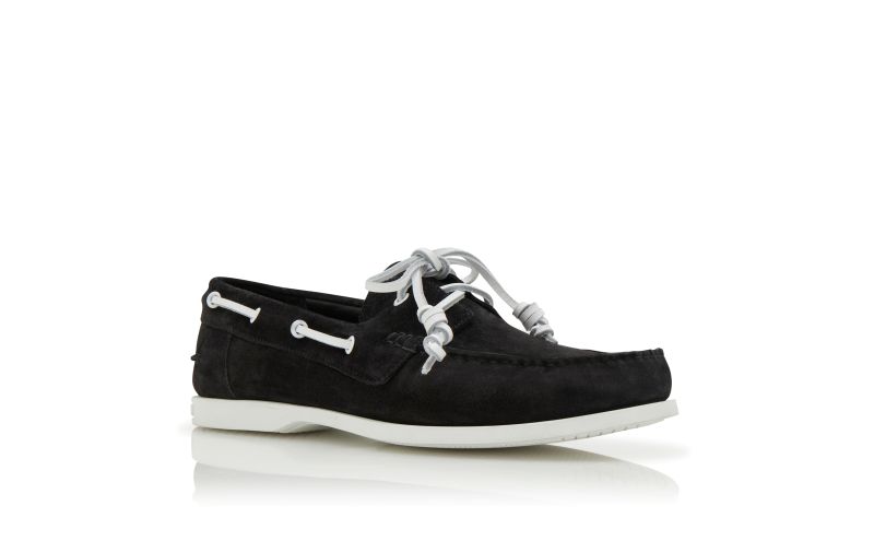 Sidmouth, Black Suede Boat Shoes - AU$1,195.00