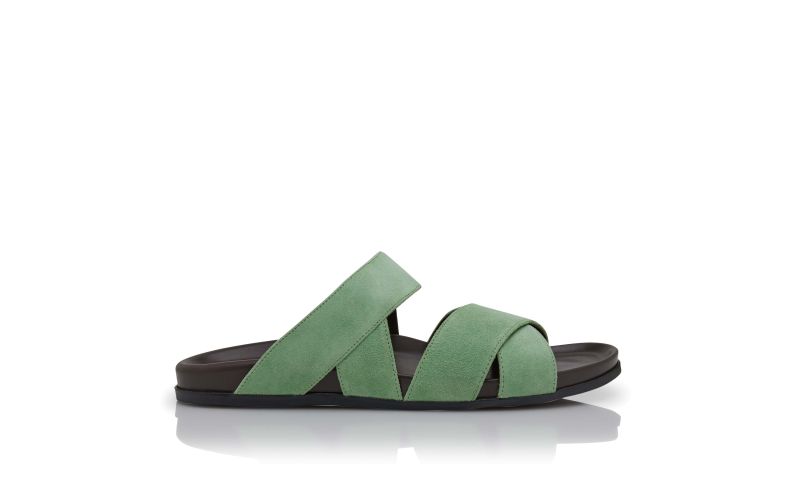 Side view of Inezmu, Green Suede Sandals - US$373.00