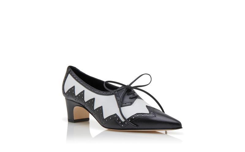 Capuano, Black and White Nappa Leather Brogues - US$1,145.00
