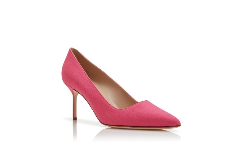 Bb 70, Pink Linen Pointed Toe Pumps - US$477.00