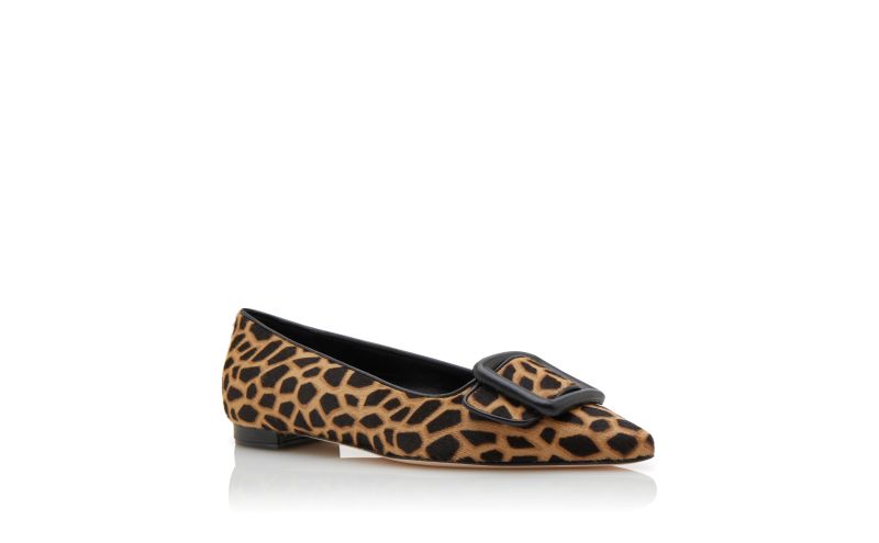 MAYSALEPUMPFLAT, Brown and Black Calf Hair Animal Print Flats, 825 GBP
