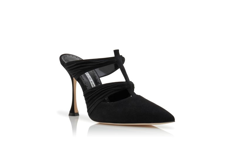 Kerua, Black Suede Ruched Detail Mules  - US$995.00