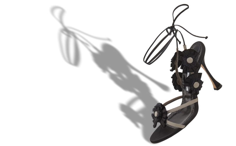 Palissot, Black Silk Rosettes Detail Ankle Strap Sandals  - €1,575.00