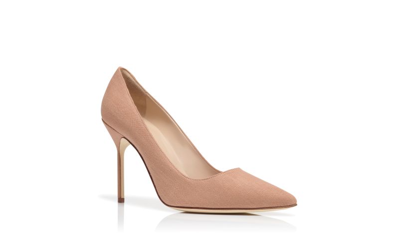 Bb, Brown Linen Pointed Toe Pumps - US$477.00