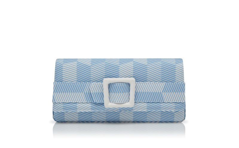 Side view of Maygot, Blue and White Grosgrain Buckle Clutch - US$1,595.00