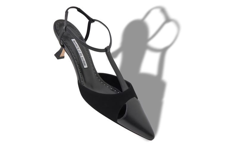 Turgimod, Black Nappa Leather T-Bar Pumps - US$945.00 