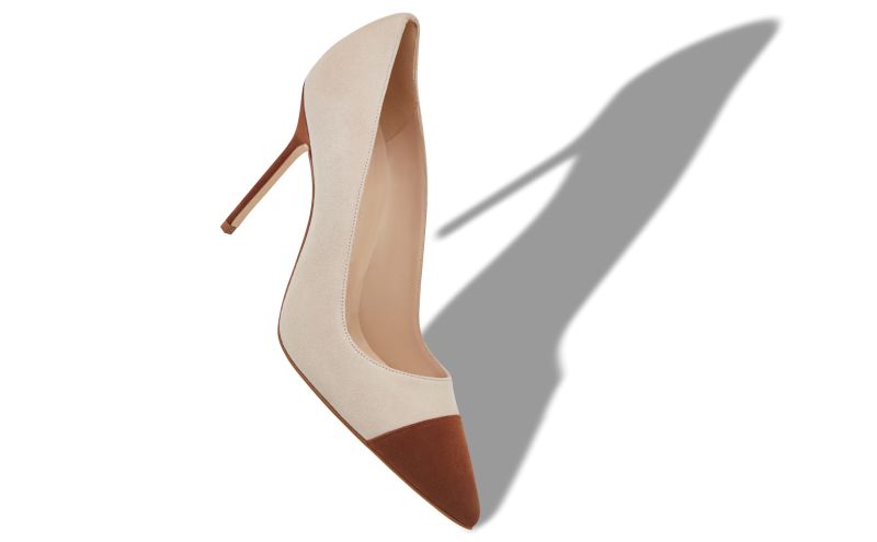 Capcour, Brown and Beige Suede Pointed Toe Pumps - £348.00 
