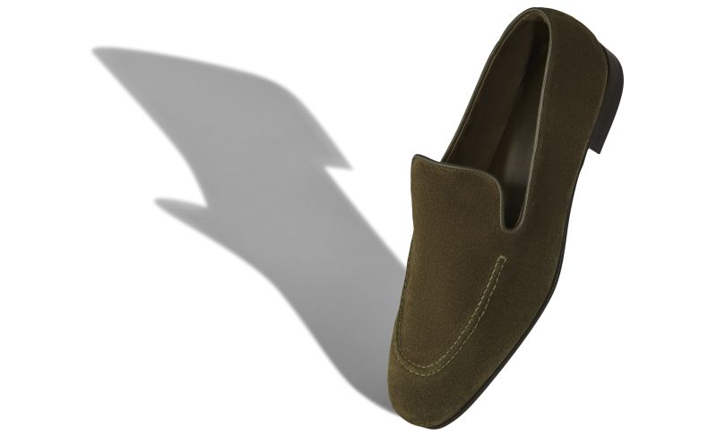 Designer Dark Khaki Suede Loafers