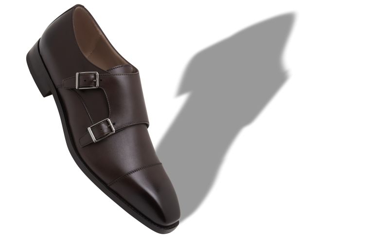 Eldridge, Dark Brown Calf Leather Monk Strap Shoes - US$1,250.00 