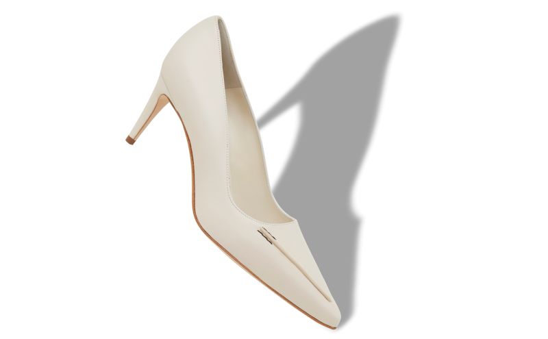 Designer Cream Calf Leather Pumps