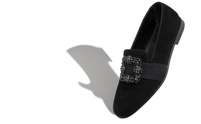 Carlton, Black Suede Jewel Buckled Loafers - £975.00