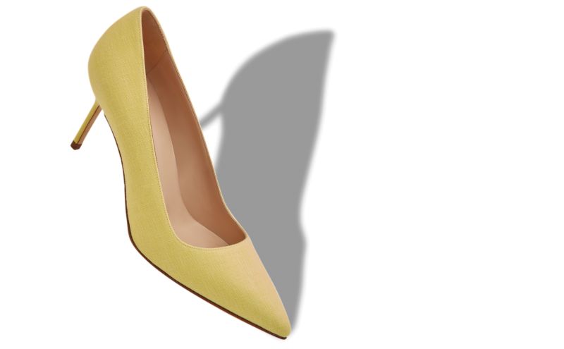 Bb 70, Yellow Linen Pointed Toe Pumps - £313.00 