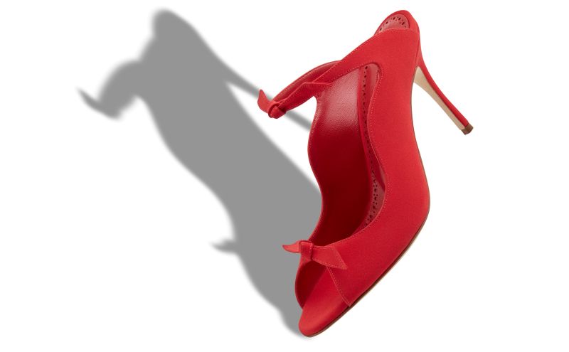 Fiocchetti, Red Crepe De Chine Scalloped Mules - €795.00