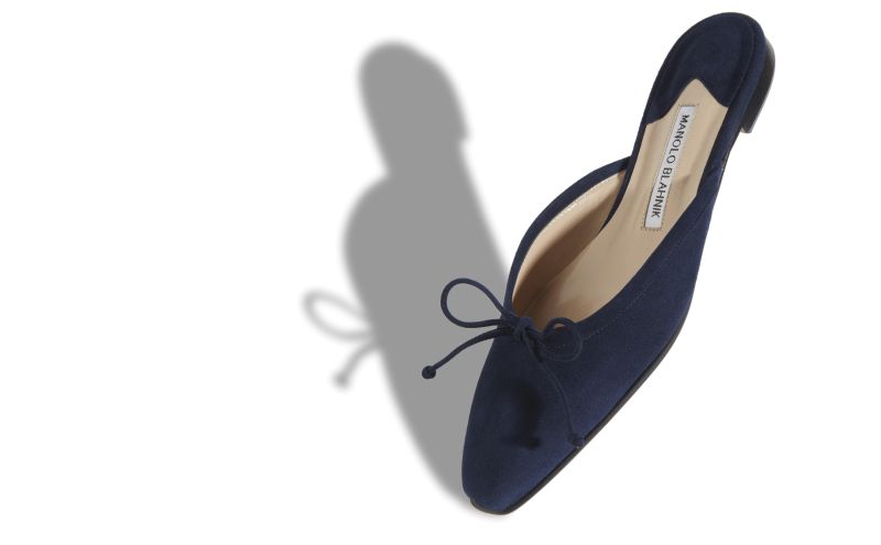 Ballerimu, Navy Blue Suede Flat Mules - £595.00