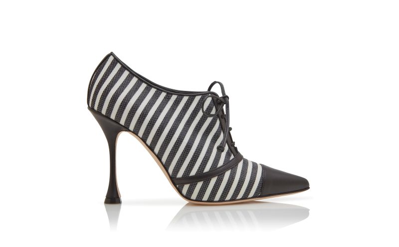 Side view of Houzamclo, Black and White Cotton Shoe Booties - £448.00