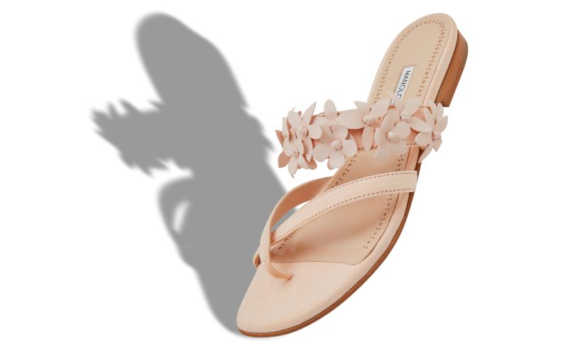Fiosa, Light Beige Nappa Leather Flat Sandals - CA$1,685.00