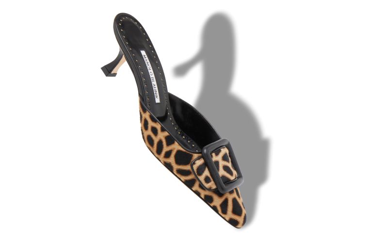 Maysalebi, Brown and Black Calf Hair Animal Print Mules - £795.00 