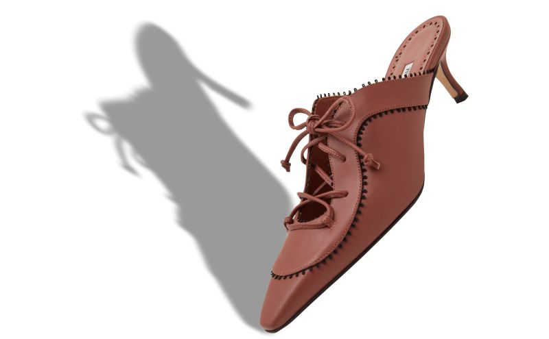 Palatina, Brown Nappa Leather Lace-Up Mules - €1,025.00