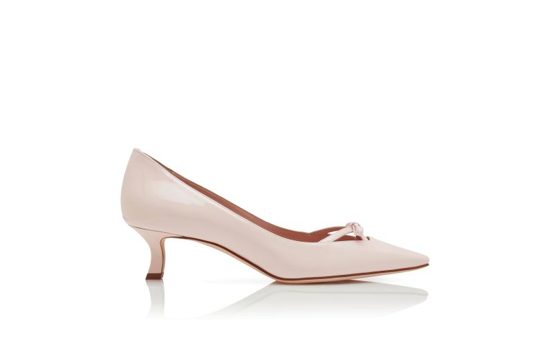 Side view of Grafa, Light Pink Patent Leather Bow Detail Pumps - £835.00