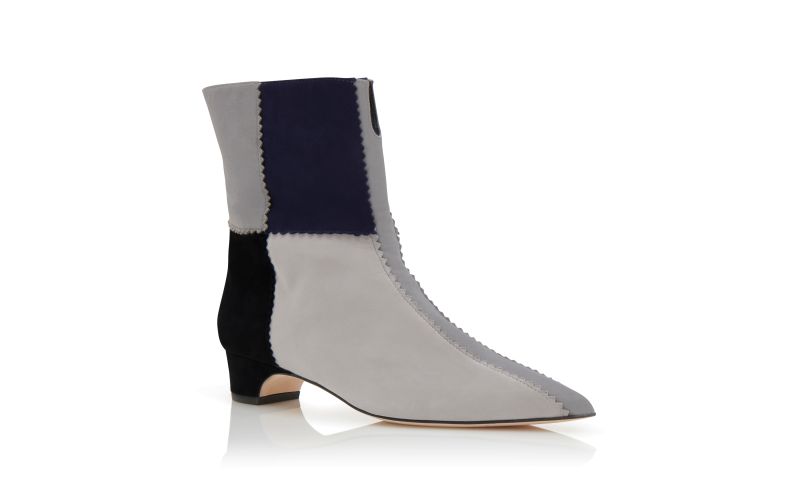 Bandi, Grey, Navy and Black Suede Patchwork Boots - CA$1,265.00