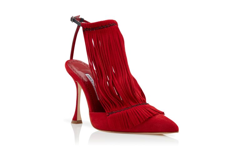 Fiki, Red Suede Fringe Detail Pumps  - AU$943.00