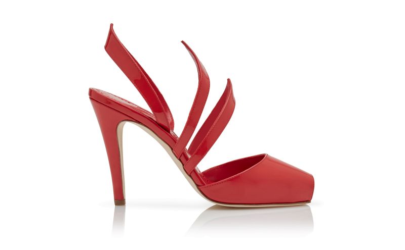 Side view of Develi, Red Patent Leather Slingback Pumps  - €925.00