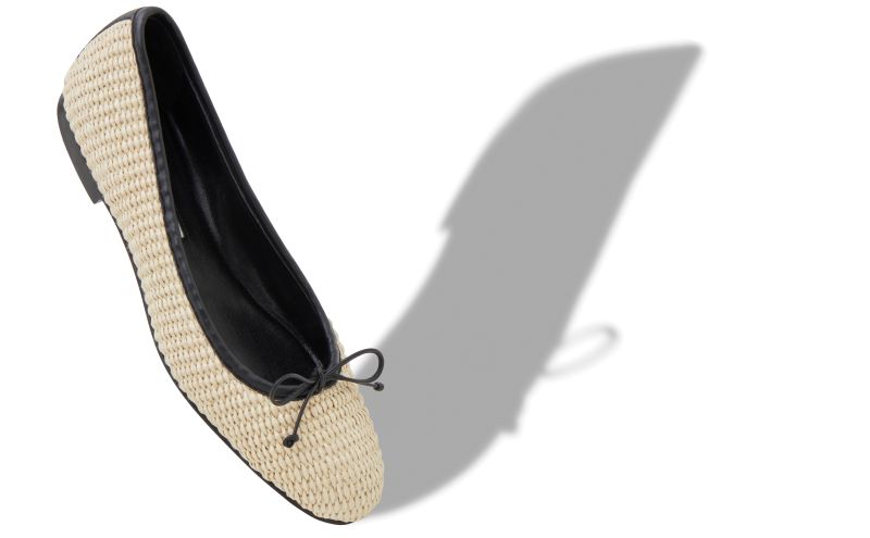 VERALLI, Light Beige and Black Rafia Ballerina Flats, 945 CAD