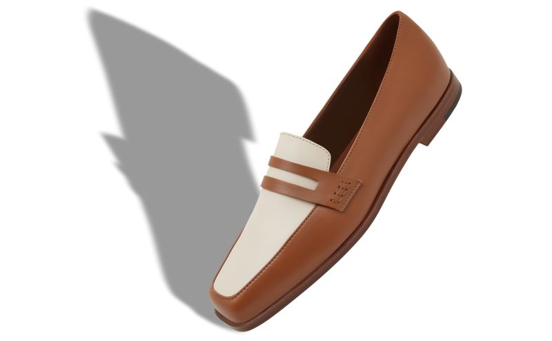 Polonoff, Brown and Cream Calf Leather Loafers - CA$1,385.00