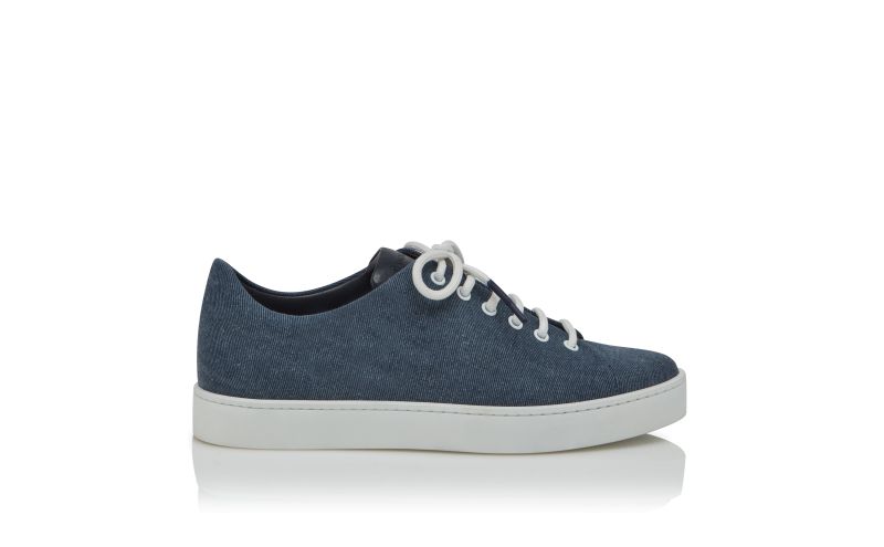 Side view of Semanado, Blue Denim Lace-Up Sneakers  - US$695.00