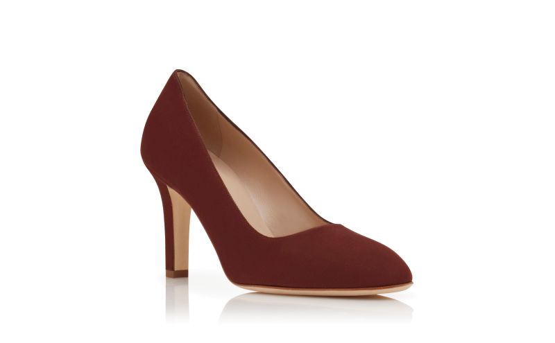 VERIN, Dark Brown Suede Round Toe Pumps, 625 GBP