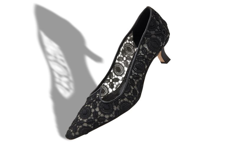 Euridi, Black Lace Pointed Toe Pumps - €950.00