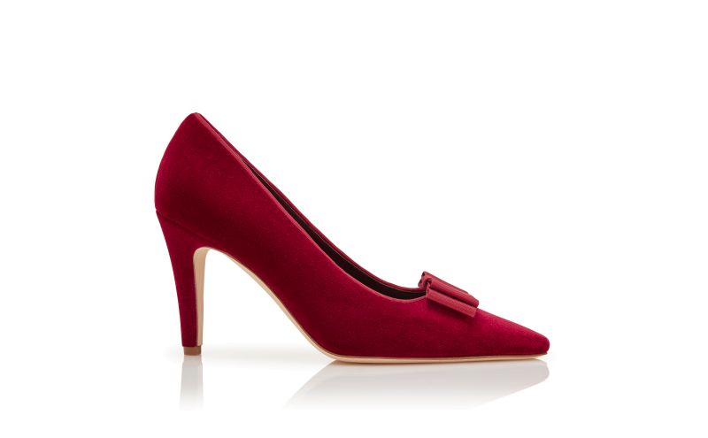 Side view of Readorhi, Dark Red Velvet Bow Detail Pumps - €850.00