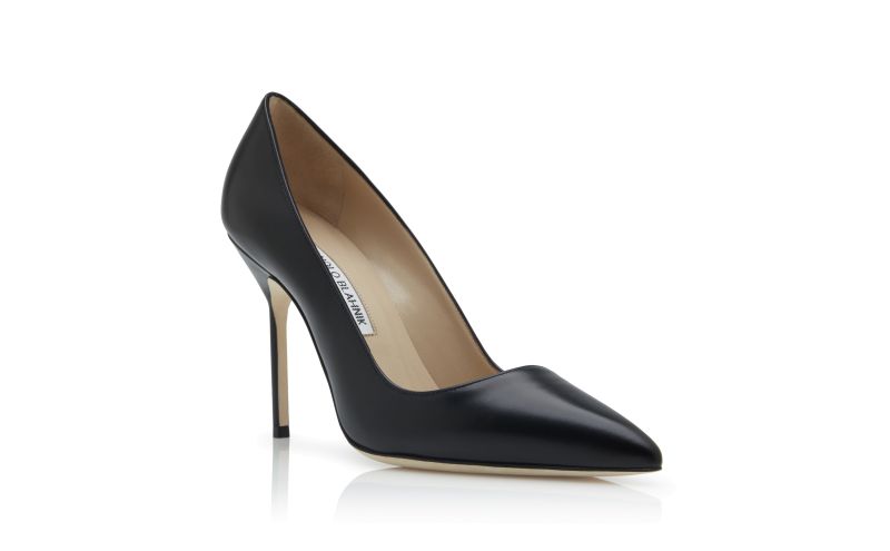 Bb calf, Black Calf Leather Pointed Toe Pumps - AU$1,115.00