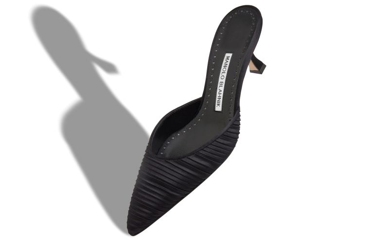 Carolynemu, Black Satin Pointed Toe Mules - US$438.00