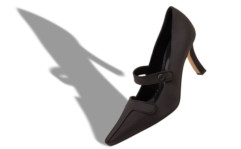 Ganeus, Black Satin Mary Jane Pumps - AU$1,535.00