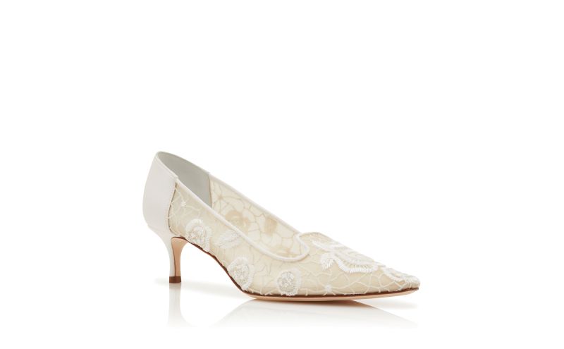 Milandra, White Mesh Floral Detail Pumps - €2,395.00