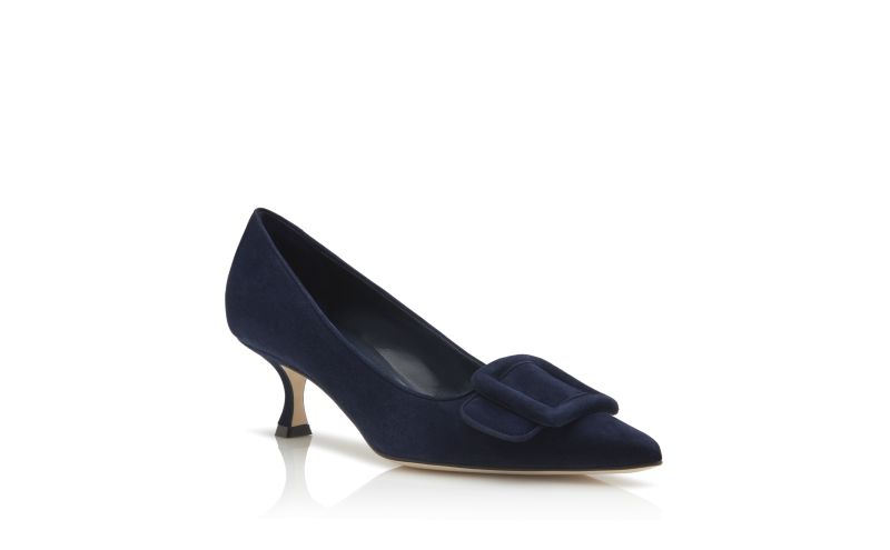 Maysalepump 50, Navy Blue Suede Buckle Detail Pumps - £645.00