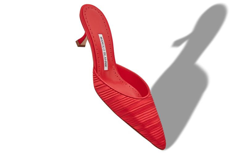 Carolynemu, Red Satin Pointed Toe Mules - €775.00 