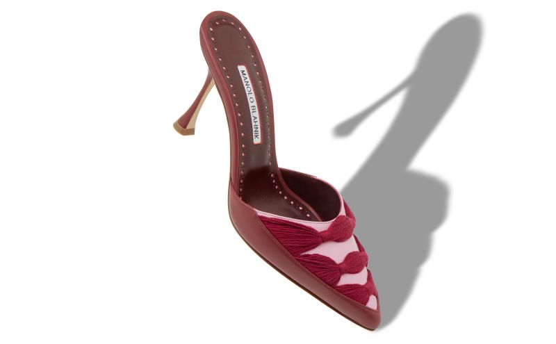 Grina, Red and Purple Nappa Leather Ruched Mules  - US$895.00 