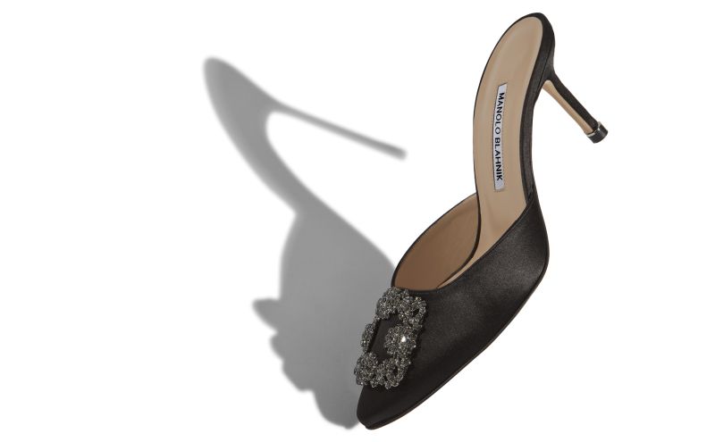 Hangisimu, Black Satin Jewel Buckle Mules - £845.00