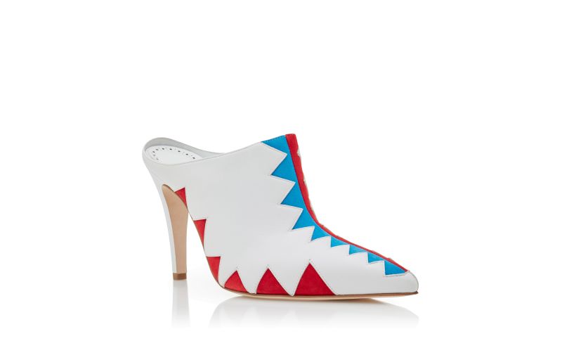 Spaak, White Nappa Leather Zig Zag Mules - US$975.00