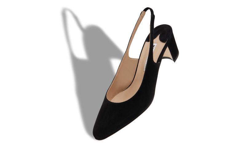 Allurasan, Black Suede Slingback Pumps  - US$825.00