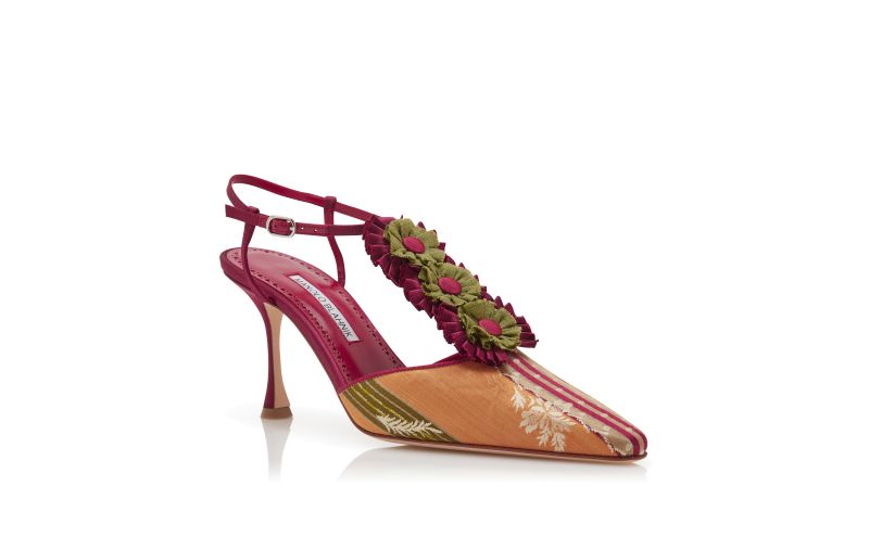 Hebes, Red Silk Rosettes Detail T-Bar Pumps - €1,450.00