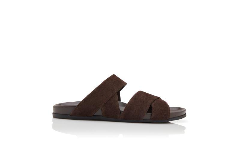Side view of Inezmu, Dark Brown Suede Sandals - AU$1,075.00