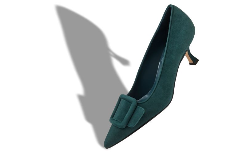 Maysalepump 50, Dark Green Suede Buckle Detail Pumps - US$925.00