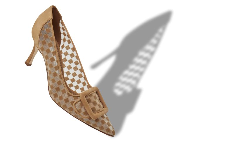 Maysalepump 70, Light Brown Mesh Checkered Pumps  - £725.00 