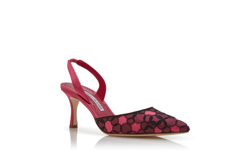 Carolyne 70, Pink Satin Slingback Pumps - US$483.00