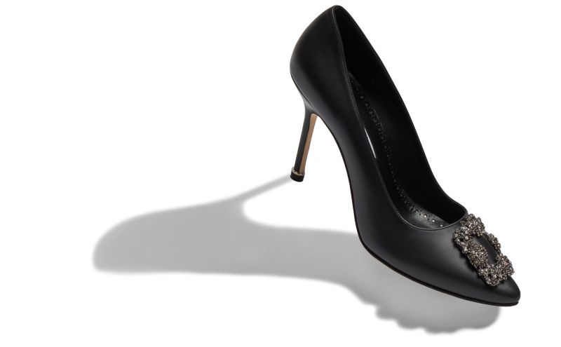 Hangisi, Black Calf Leather Jewel Buckle Pumps - US$1,245.00