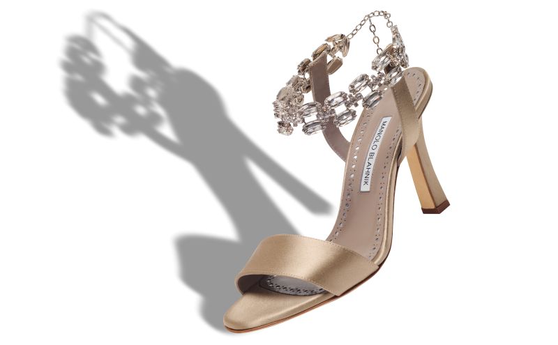 Santama, Light Brown Satin Embellished Sandals - €1,395.00